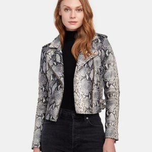 Philosophy Snake Print Embossed Faux Leather Moto Jacket - S NWT